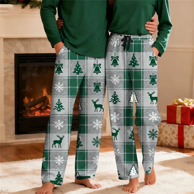 Pantalones de pijama largos para hombre, informales, con estampado a cuadros, holgados, deportivos, elásticos, rectos, vintage, con bolsillos