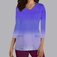 thumbnail image 2 of hotojiny Womens 3/4 Sleeve Tops Fall V Neck Casual Shirts Basic T Shirts Fashion Loose Tunic Blouse with Pockets, 2 of 4