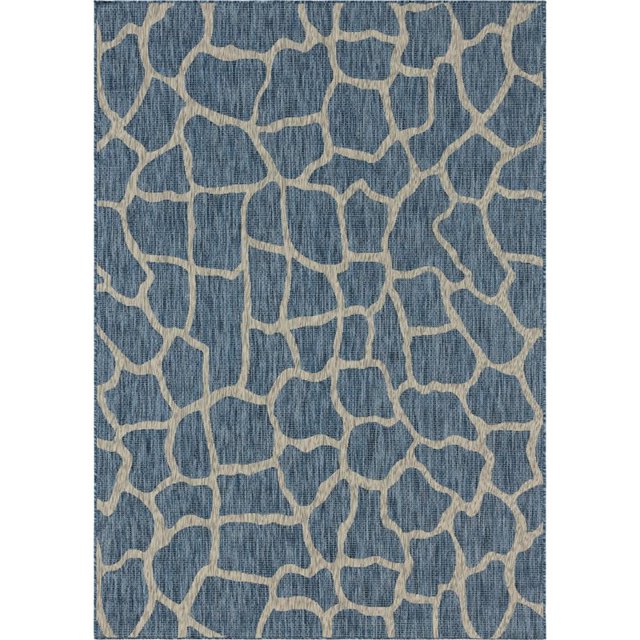 Unique Loom Outdoor Safari Giraffe Design Rug 7' x 10' Rectangle Blue/Ivory