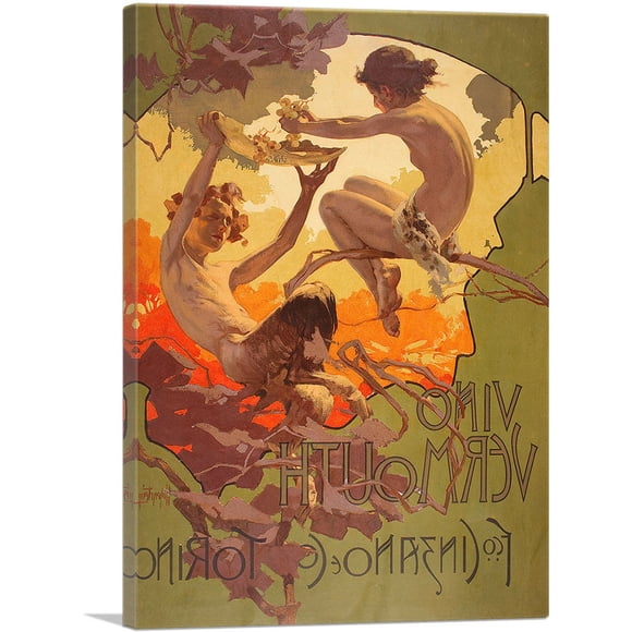 ARTCANVAS Cinzano Vino Vermouth 1901 Canvas Art Print by Adolfo Hohenstein - Size: 40" x 26" (1.50" Deep)