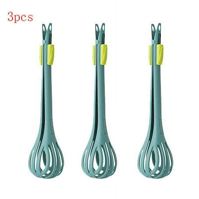 Juego de 2 en 1 de Pinzas y Batidor de Nylon, Herramienta de Cocina Multifuncional de Mano para Pan, Pasta, Separación de Huevos, Diseño Fácil de Limpiar de 29 cm, Paquete de 3.