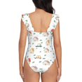 thumbnail image 6 of Yiaed Cartoon House Print Women's Ruffled One Piece Swimsuit V Neck Swimwear Slimming Monokini for Woman-Small, 6 of 8
