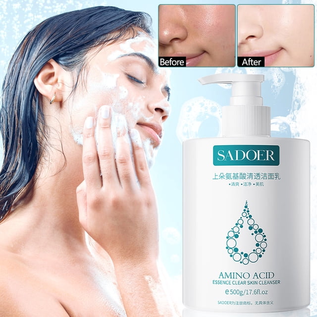 Gentle Aminoacid Face Wash Foam Cleanser 500g - Limpieza profunda de poros con ceramidas para pieles sensibles y secas - Limpiador facial diario sin sulfatos con espuma rica - Rostro hidratante sin