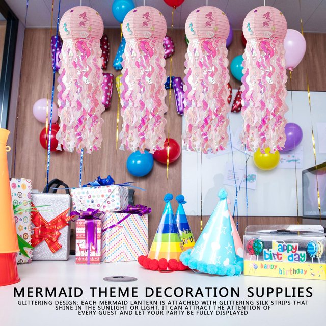 Linternas de papel de medusas Sirena bajo el mar Decoraciones para fiestas de cumpleaños