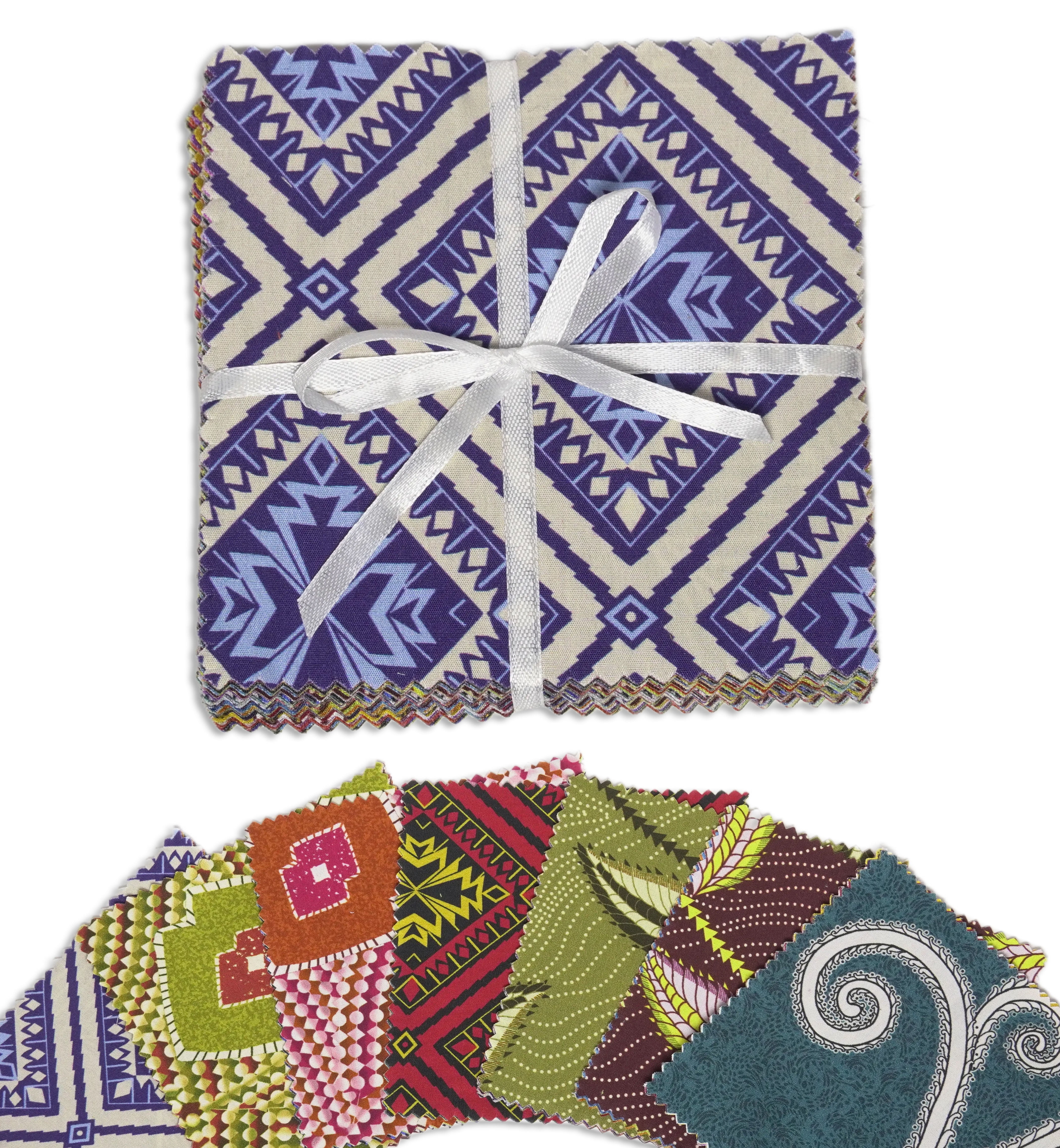 Soimoi Precut 10-inch African Floral Prints Cotton Fabric Bundle Quilting Squares Charm Pack DIY Patchwork Sewing Craft