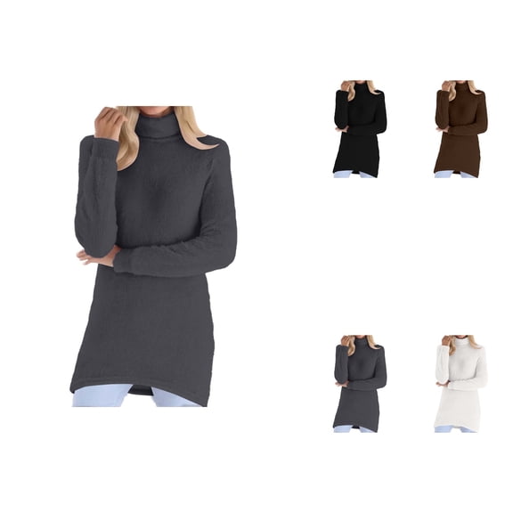 Elegant High Neck Solid Knit Pullover For Cozy Everyday Sweater Without