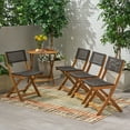 thumbnail image 2 of GDF Studio Brooke Outdoor Wood and Wicker Folding Bistro Chairs, Set of 4, Teak and Brown, 2 of 11