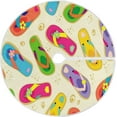 thumbnail image 1 of FMSHPON Yellow Colorful Flip Flops Xmas Christmas Tree Skirt Stand Mat for Holiday Party Decoration Indoor Outdoor 48 inches, 1 of 6