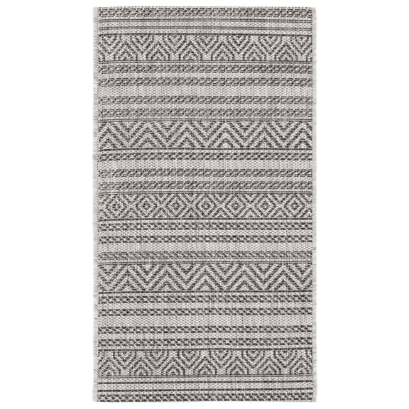 SAFAVIEH Courtyard Everette Geometric Indoor/Outdoor Area Rug, Black/Grey, 2' x 3'7"