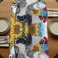 thumbnail image 5 of Vintage Sunflower Rooster 60 Inch Table Runner, Summer Floral Farmhouse Farmhouse Dresser Scarf Cotton & Linen Tablerunner for Dining/Kitchen Island/Holiday Party Décor 13" x 60", 5 of 9