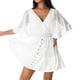 thumbnail image 2 of Txlixc Vestido bohemio para mujer, mangas acampanadas medias con cuello en V, decoración de botones, falda larga para playa Txlixc  Moda, 2 of 9