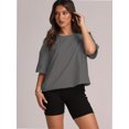 thumbnail image 4 of Women Cropped T-Shirts Drop Shoulder Round Neck Crop Tops Casual Summer Solid Color Basic Tees, 4 of 4