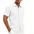 thumbnail image 2 of FRSASU Men's Casual Polo Shirt Summer Short Sleeve Vacation Button Down Beach Knit Stretchy Golf Shirts White, 2 of 7