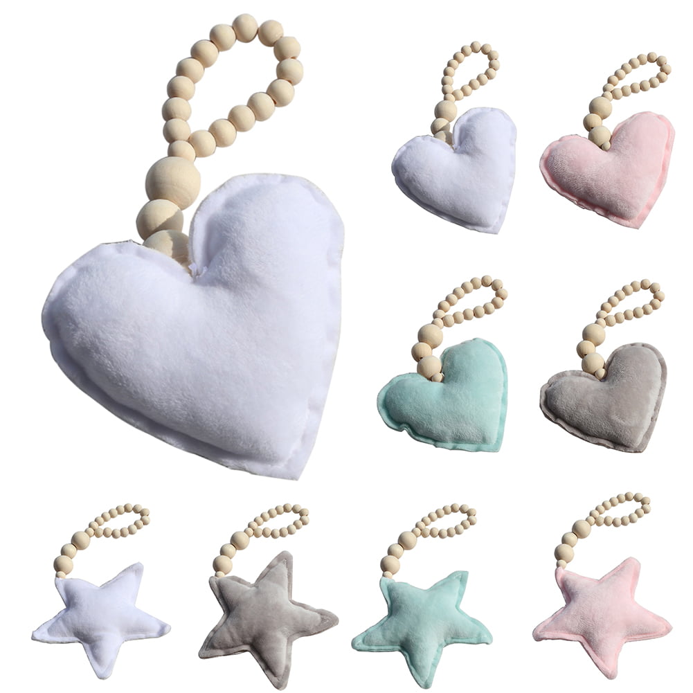 TH_ AG_ Nordic Heart Wooden Beads Tassels Hanging Ornament Home Wall Decoration 