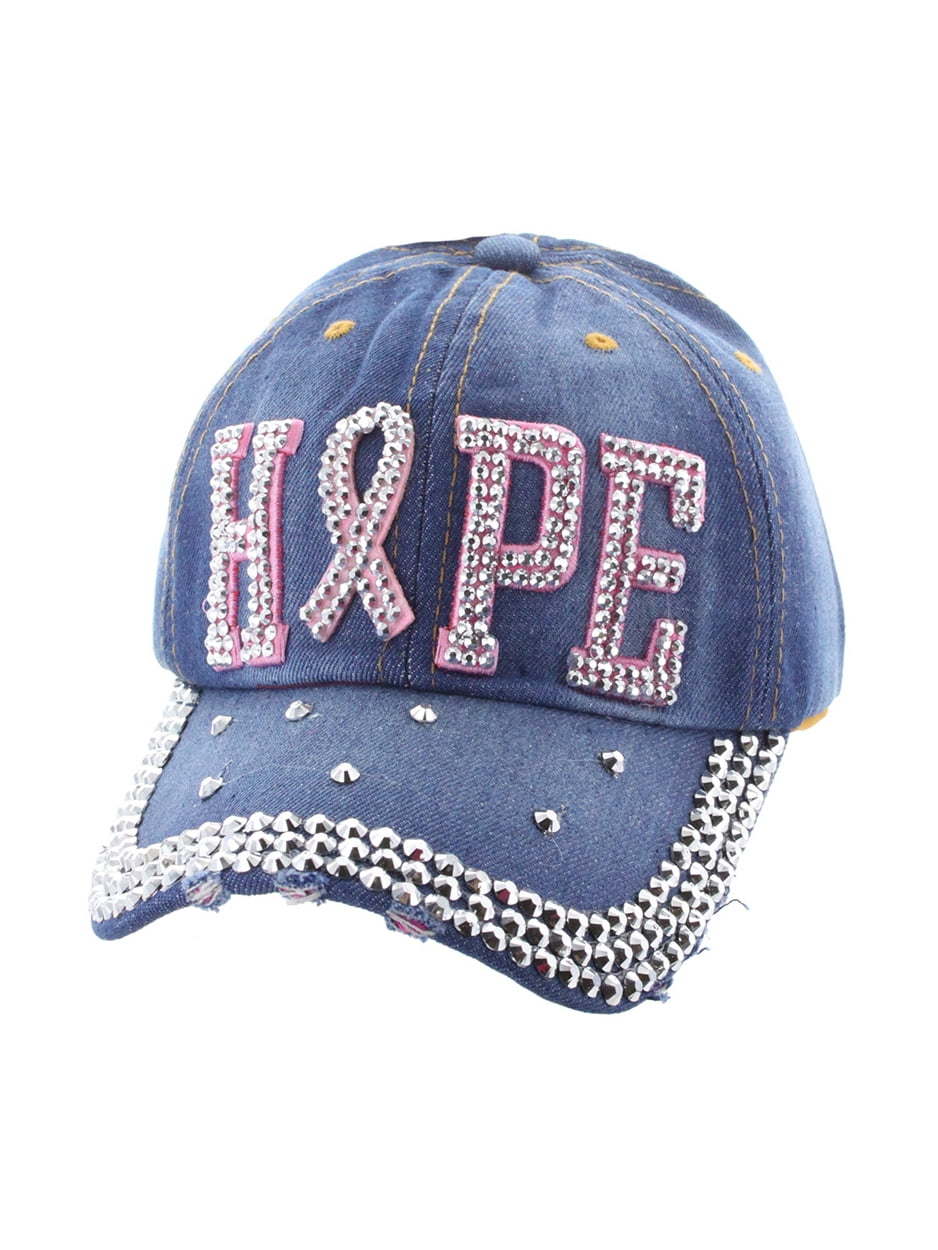 Sweet Luxery Distressed Medium WASH with Embroidered Pink Ribbon Cap