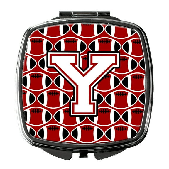 Letter Y Football Cardinal and White Compact Mirror CJ1082-YSCM