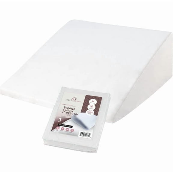 CirclesHome Wedge Pillow Cover 100% Cotton, Zippered Wedge Pillow Case Protector, Soft, Hypoallergenic & Breathable - White (25Wx26Lx10)
