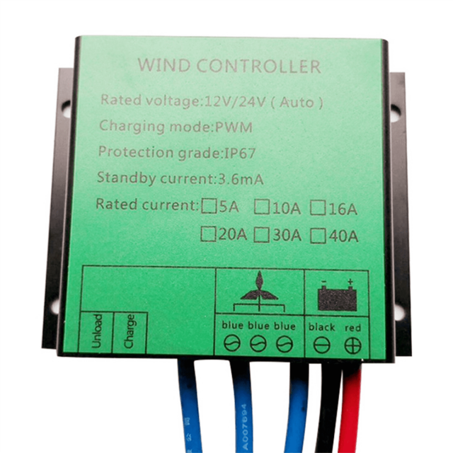 Controlador PWM de 300 W para carga de turbinas eólicas, regulador a prueba de agua para generadores eólicos, interruptor automático de 12 V y 24 V, 16 A