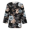 thumbnail image 4 of PEZHADA Blouses pour Femmes Manches Longues Mode Trois Quarts Col en V Rétro Imprimé de Pâques Hauts Amples Blouse, 4 of 9