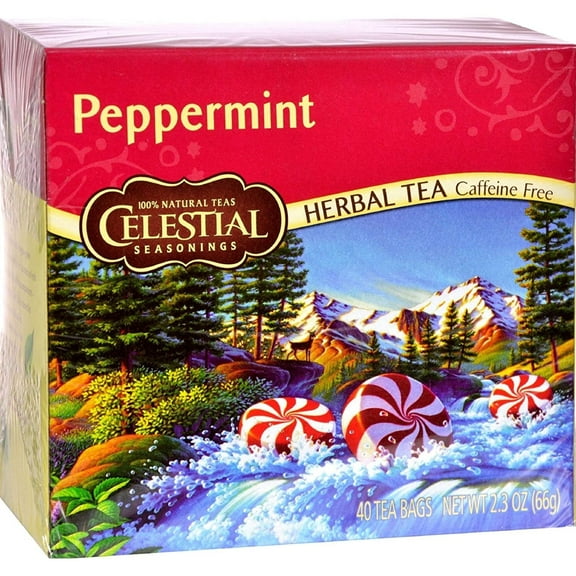 Celestial Seasonings Herbal Tea Caffeine Free Peppermint 40 Tea Bags Pack of 2