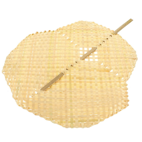 Milisten 1Set Portable Hand Fan Woven Bamboo for Elderly and Children present