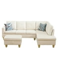 thumbnail image 4 of Sectional Couch, L Shaped Couch with Storage Ottoman, Leather Sofas for Living Room Apartment, Modern 3 Piece Sofa Set, Right Chaise, White, 4 of 5