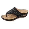 thumbnail image 2 of IUJSOY Womens Orthotic Slides Walking Thong Sandals Retro Rhinestone Flip Flops Summer Slip on Shoes, 2 of 9