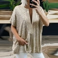 thumbnail image 2 of Clothing T Shirts for Women Women Loose Sequin V Neck Short Sleeved Casual Shirt Short Sleeved Blouse Summer Tops for Women 2026 Womens Blouses, 2 of 7