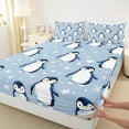thumbnail image 3 of Manfei Cartoon Penguin 4 Pieces Queen Sheet Sets for Kids Teens,Happy Winter Snowflake Ultra Soft Flat Sheet,Merry Christmas Queen Fitted Sheet,Breathable Home Decor, 3 of 7