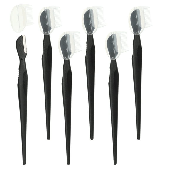 6pcs Eyebrow Razor for Women Facial Razor Stainless Steel Eyebrow Trimmer with Small Eyebrow Comb Black