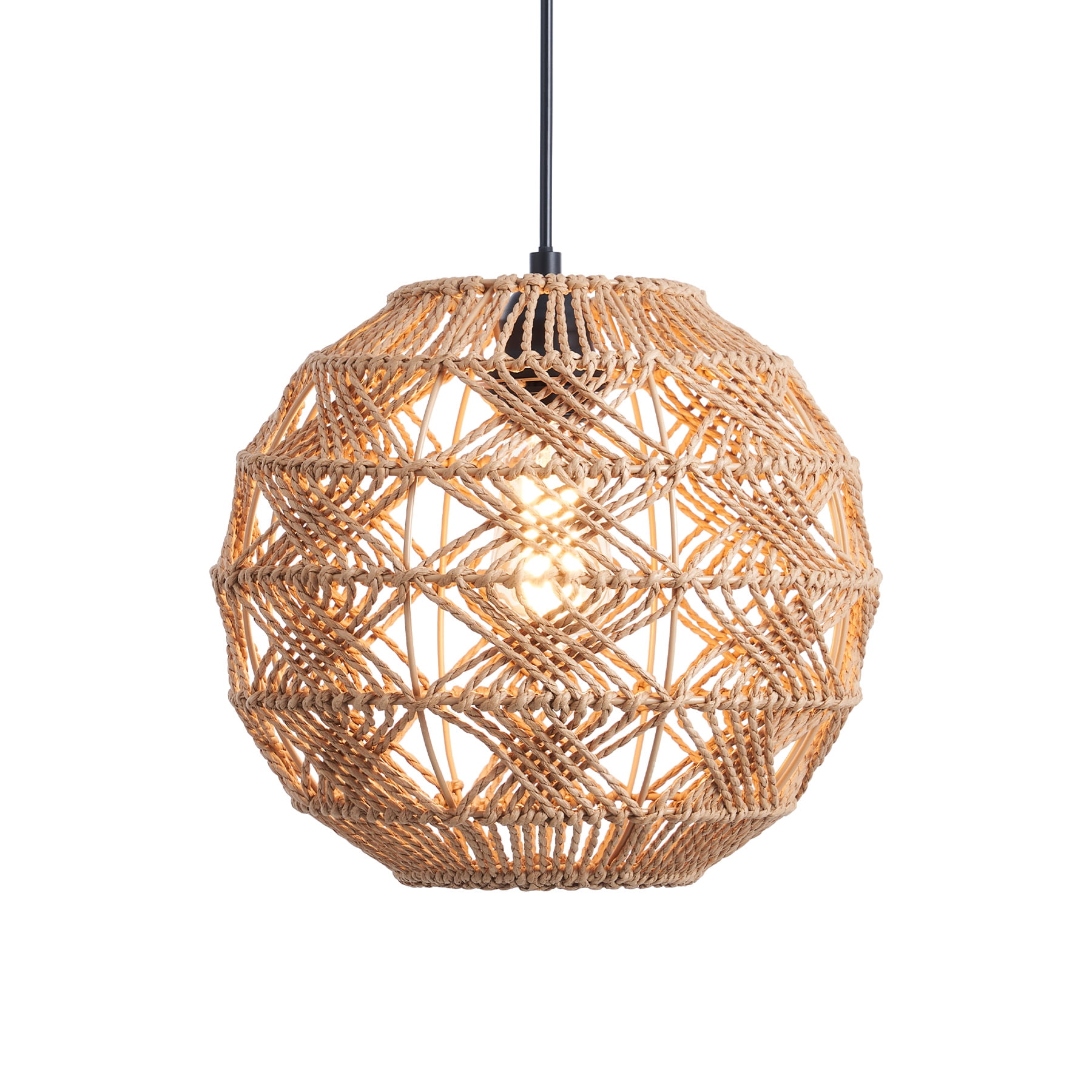 Bestco Modern Boho Ceiling Light with 12 Inch Globe Shade Nautical Rope