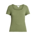 thumbnail image 5 of Time and Tru Women's Square Neck Pucker Tee with Short Sleeves, Sizes XS-XXXL, 5 of 5
