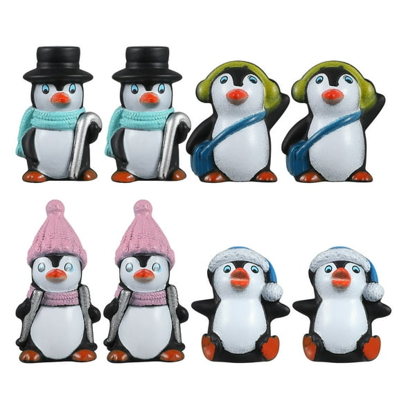 UPOUART 8 Pieces Small Plastic Penguin Miniatures for Keychain, Desk, Shelf, and Home Decoration