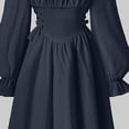 thumbnail image 5 of ATOGUTA Girls Dresses Teen Kids Long Sleeve Party Birthday Prom Formal Fancy Midi Dress Size 7-15, Navy, 5 of 6