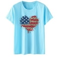 thumbnail image 3 of Wycnly Womens Shirts Independence Day Fashion Plus Size Loose Patriotic Tops Summer Short Sleeve Round Neck Ladies Heart Flag Print Tops and Blouses Light Blue XXL, 3 of 3