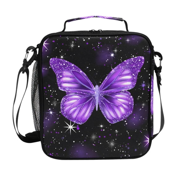 ALAZA Sparkling Butterfly Purple-a9 Lunch Box Insulated Lunch Bag Reusable Thermal Cooler Tote School Picnic