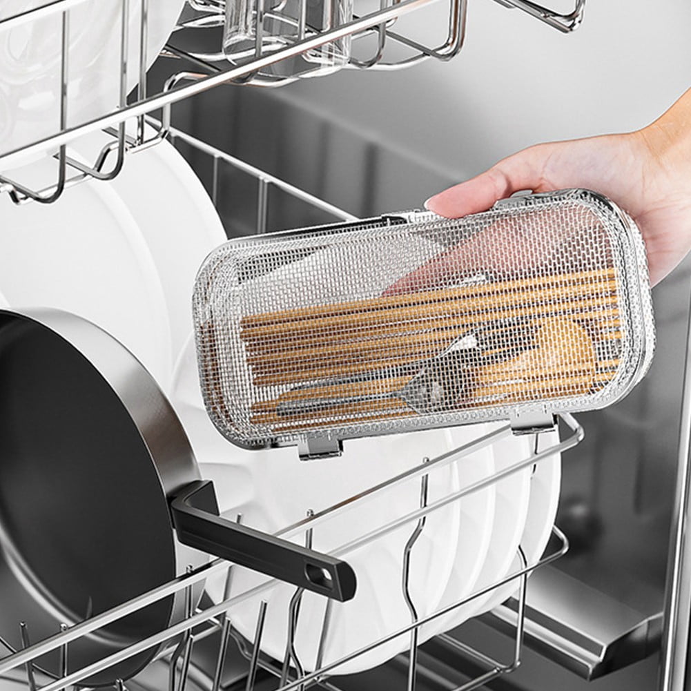 Shimoyama New Food- Grade Stainless Steel Metal Brackets Dishwasher Tableware Basket Cage For Small Items,Fork Spoon Chopsticks