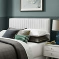thumbnail image 2 of Contemporary Modern Urban Designer Bedroom Full and Queen Size Headbaord, Faux Vinyl Leather, White, 2 of 7