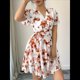 thumbnail image 5 of Vestidos de Verano para Mujer, con Estampado Floral, Escote en V y Volantes, Estilo Informal de , Vestido Fluido y Cruzado para Rojo Ladrillo L, 5 of 8