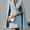 Blue, variant on Women's Elegant Cape Blazer Dress - V-Neck Double Breasted Jacket with Split Sleeves & Structured Shoulders, M