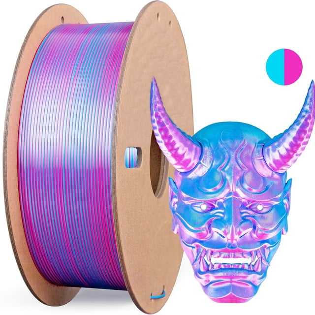 Multicolor 3D Printer Filament,Dual/Tri Color 1.75mm PLA Silk Shiny Printing Filament,250g(0.55lbs) Fit Most FDM 3D Printer