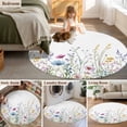 thumbnail image 6 of Pink Blue Floral Round Rugs 7ft, Farmhouse Garden Flowers Botanical Non Slip Washable Rug Runner, Low Pile Indoor Floor Carpet Mat Bathroom Rugs for Living Room, Bedroom, Kids Room, 6 of 9