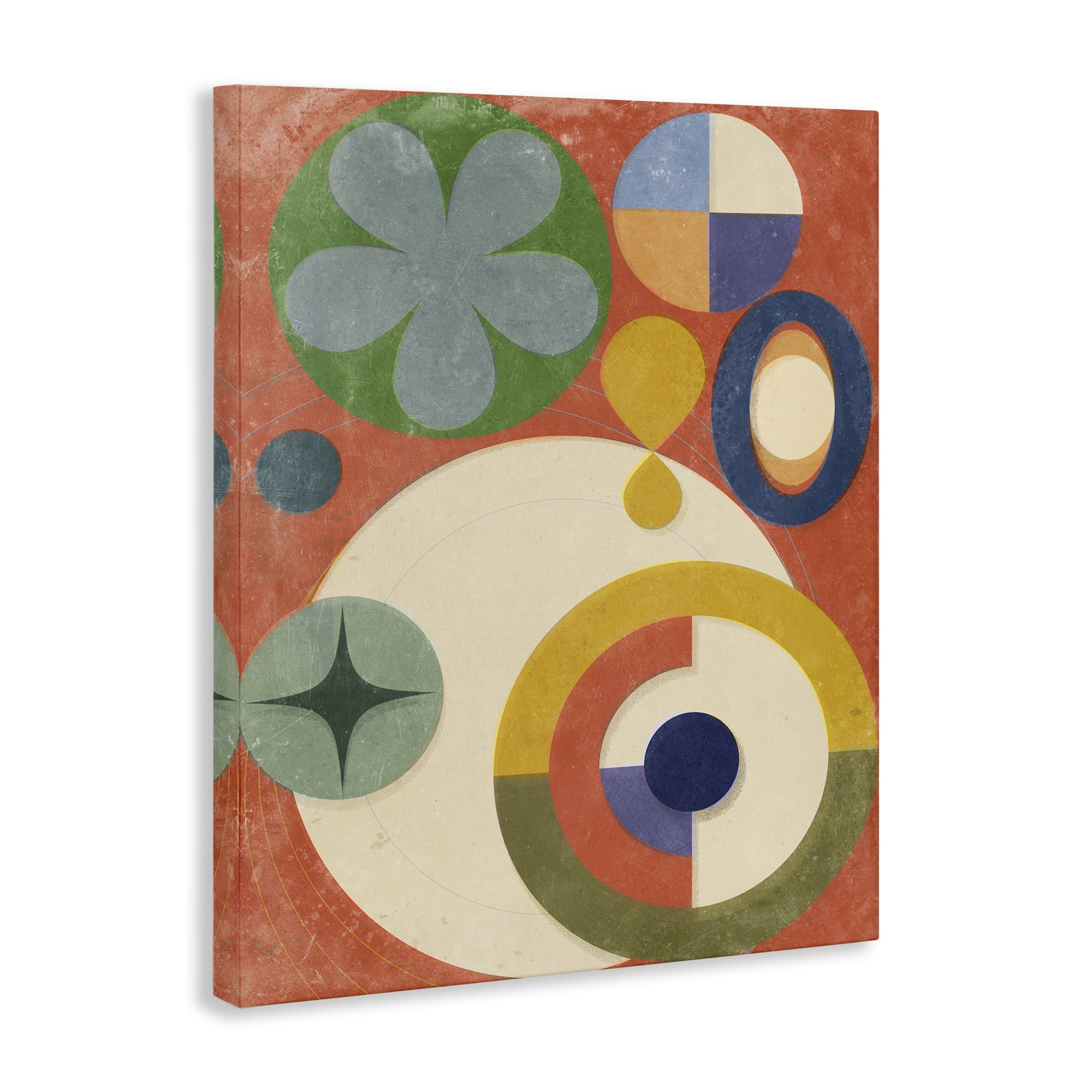 Stupell Industries Retro Overlapping Shapes Abstract Painting Wrapped Canvas Art Print Wall Art, 24 x 30