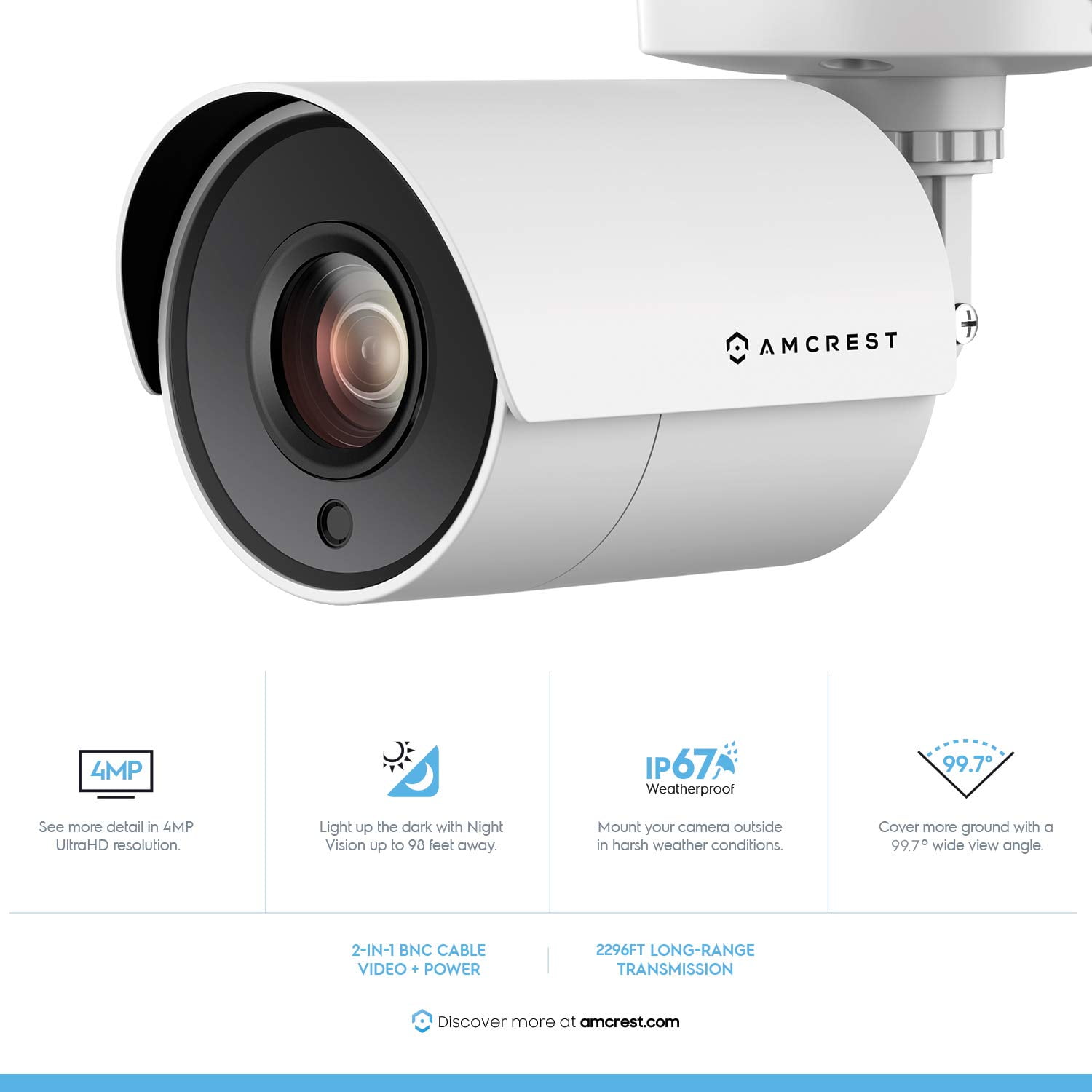 Amcrest UltraHD 4MP Bullet Outdoor Security Camera 4PACK-AMC4MBC28P-W