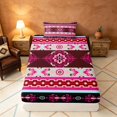 thumbnail image 4 of Manfei Damask Floral Twin Sheets, Baroque Flower Bedding, Pink and Red, Black Reversible 3pcs1 Flat Sheet + 1 Fitted Sheet + 1 Pillowcase, 4 of 6