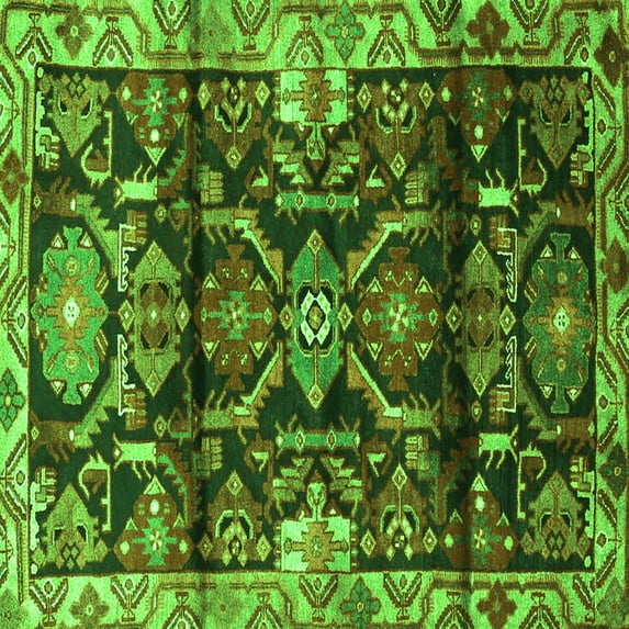 Ahgly Company Indoor Square Persian Green Traditional Area Rugs, 8' Square
