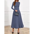 thumbnail image 3 of BTFBM Spring Dresses for Women Trendy Boat Neck Long Sleeve A Line Flowy Knit Loose Casual Elegant Party Maxi Dress, 3 of 9