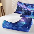 thumbnail image 4 of Homewish Blue Galaxy Twin Quilt Set for Kids Girls, Stars Moon Waterfall Twin Coverlet Set, 2-Piece 1 Bedspread and 1 Pillowcase, 4 of 7