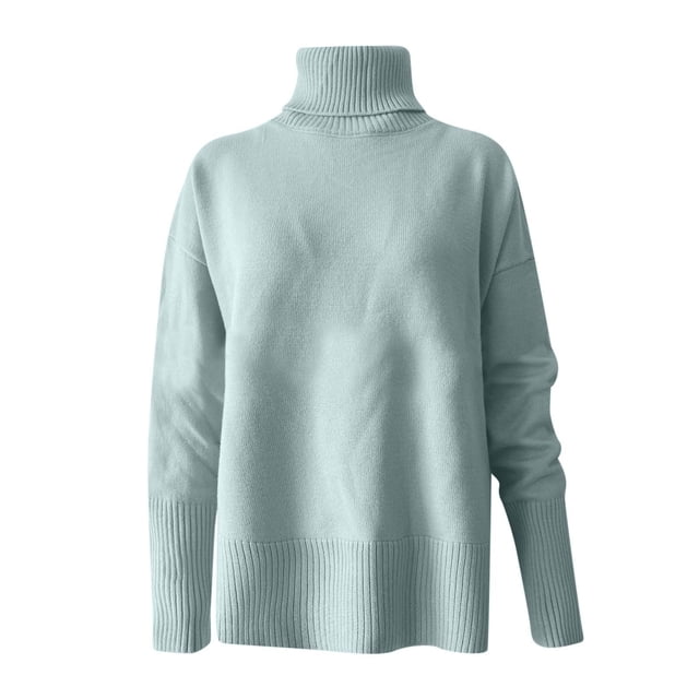 IROINID Pull à Col Roulé pour Femmes Couleur Unie Confortable Mi-Longueur Manches Longues Automne et Hiver Populaire Pull Tricoté