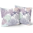 thumbnail image 2 of Ocean Coral Pillow Covers 20x20 Inch Nautical Coastal Throw Pillows Set of 2 Beach Seashell Starfish Pillow Case Soft Cotton Square Cushion Covers for Home Couch Sofa Patio Bedroom, Purple, 2 of 6